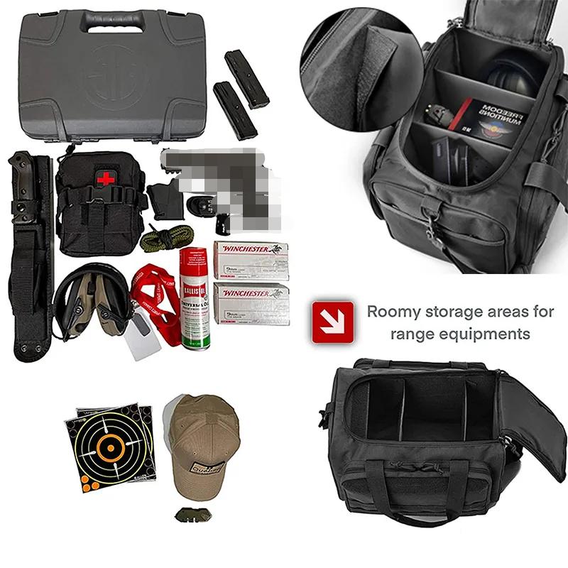 Borsa Portaoggetti per Poligono di Tiro Sistema Molle Accessorio da Caccia Esterno Nylon Borsa Tattica per Pistola Borsa a Spalla Porta Attrezzi Pistola Sniper Nero