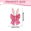 16 Inch Rabbit Ear Wreath Bow Grid Pattern Easter Wreath Bow Holiday Fabric Decoration Bow For Spring Tree Front Door Walls