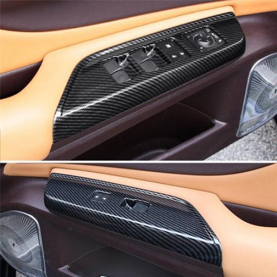 Carbon Fiber 4X Window Lift Switch Panel Cover Trim Fit For Lexus ES 2018-2022