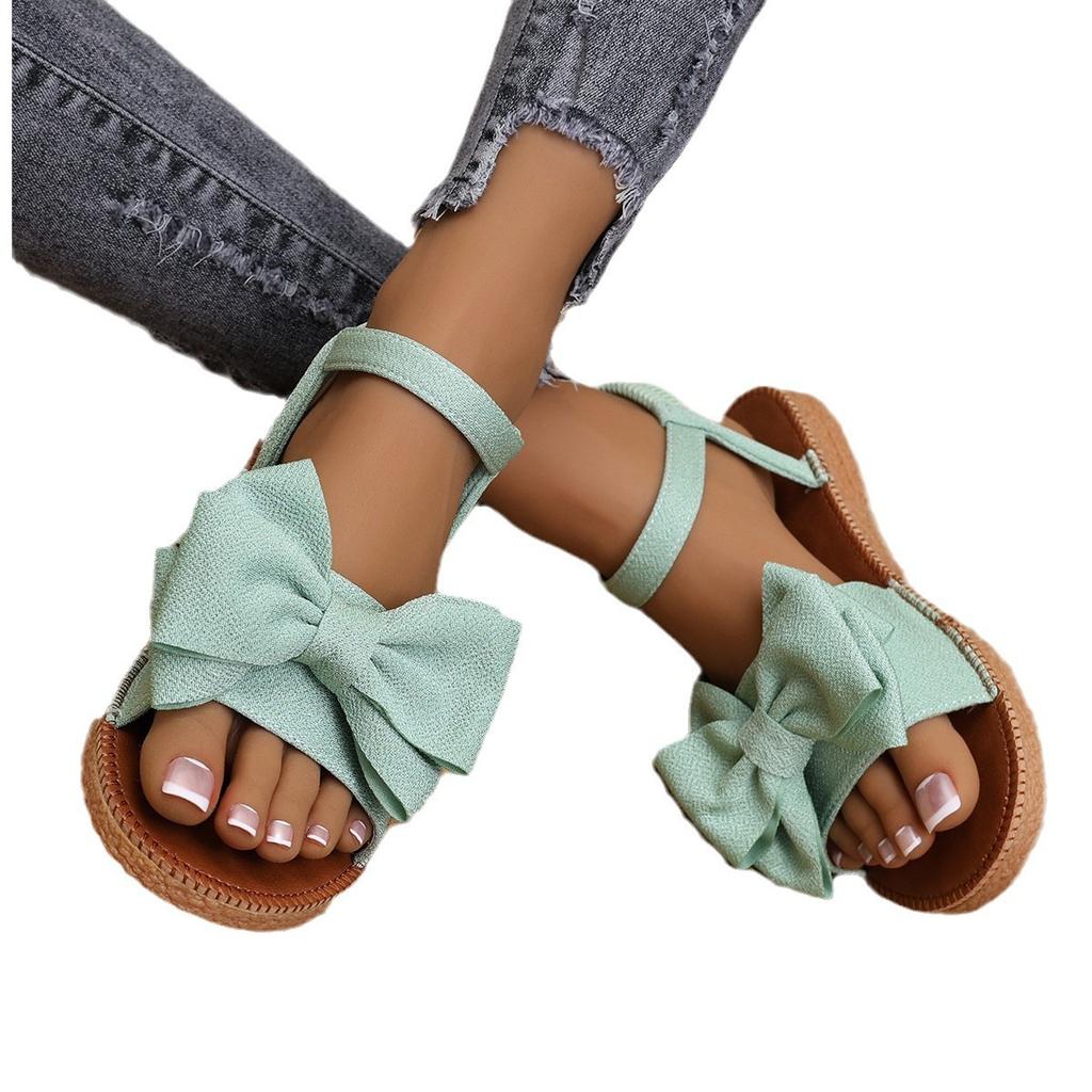 Fashion 2025 New Women's Counter Sliding Trend Sandals Summer Fashion Beach Casual Slippers Outdoor Bow Elastic Flat Shoes Zapatos Mujer