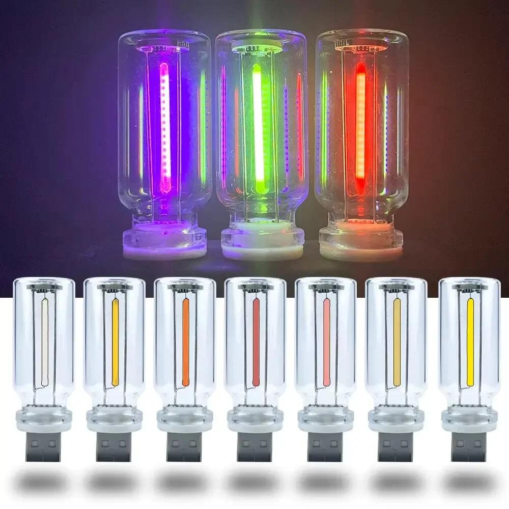 5 Color Car Interior LED Lights USB Wireless Retro Glass Bottle Mood Lamp Touch Control Ambient Atmosphere