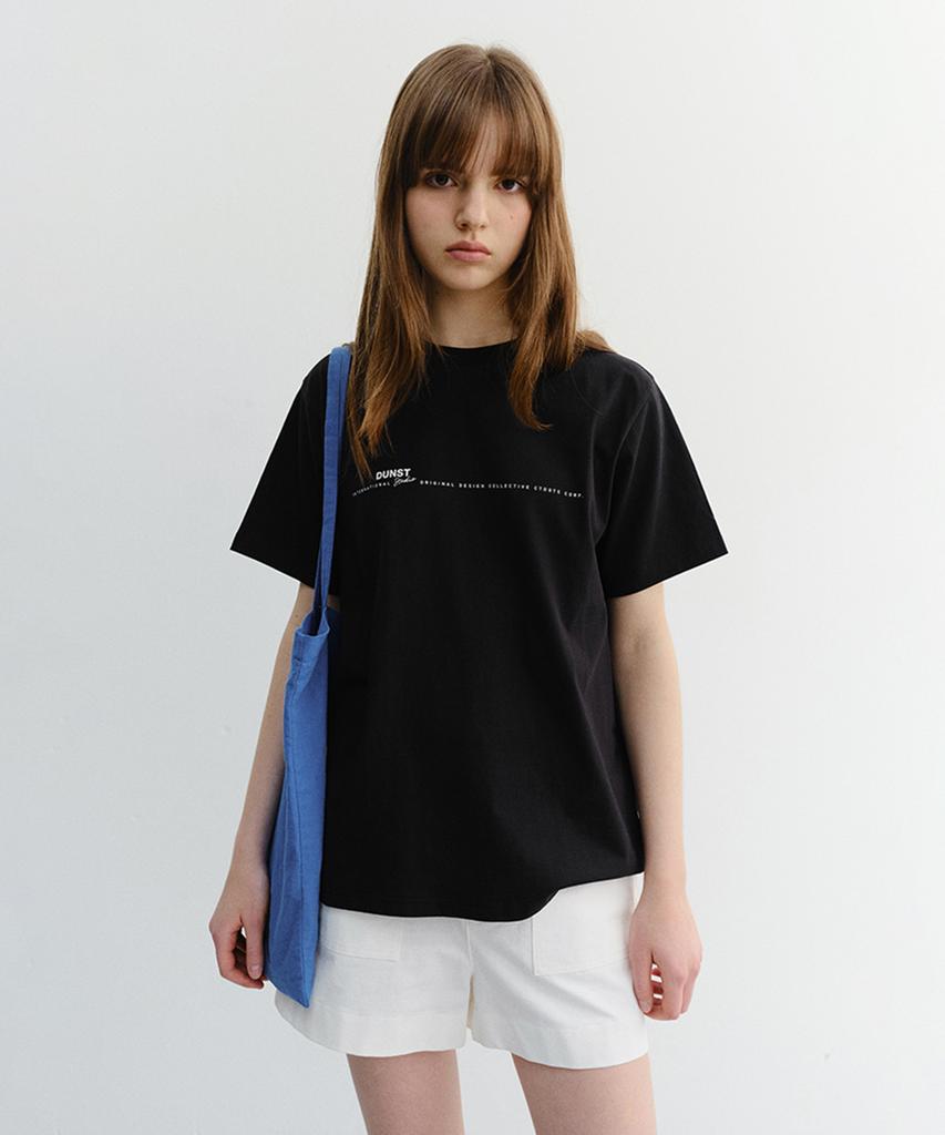 Deonseuteu Unisex Minimal Lettering T-Shirt_Udts6B147_Black