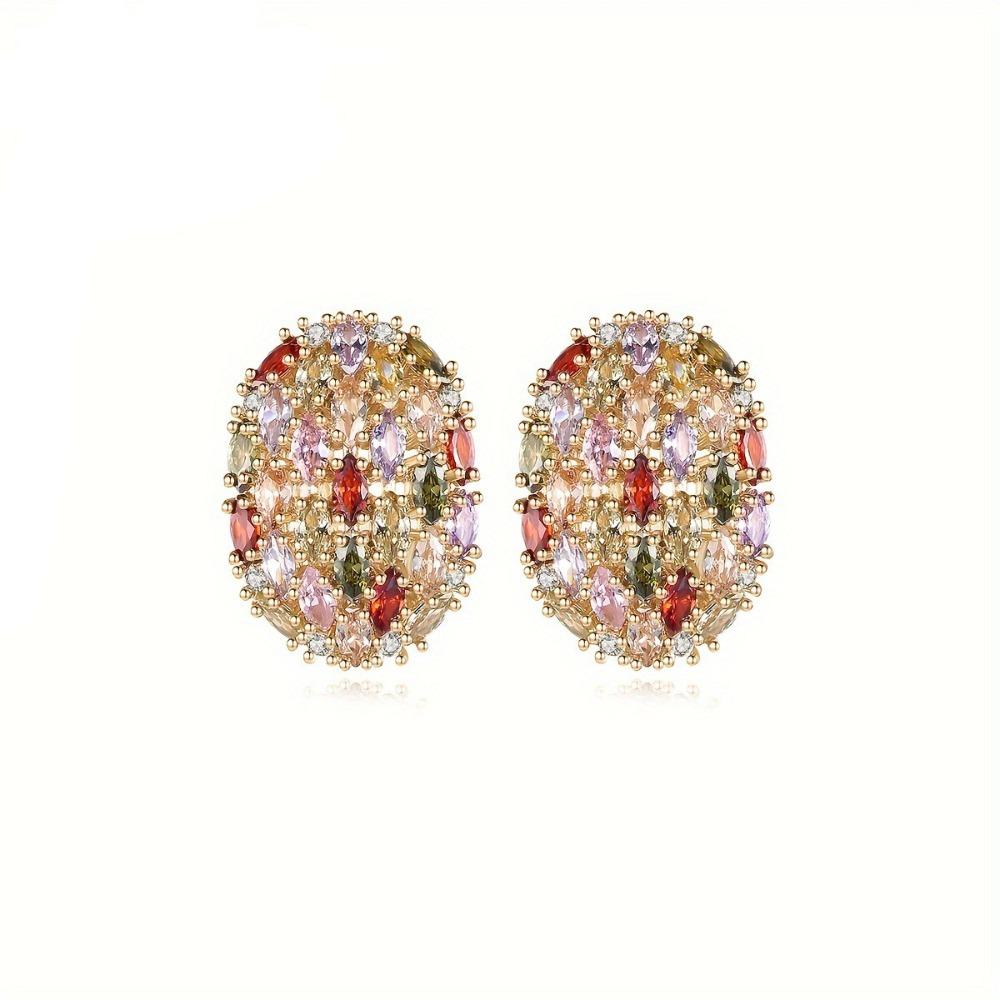 

Glaring Colorful Zircon Earring Copper Gilding Ear Jewelry Elegant Ear Drop Mom 1 Pair