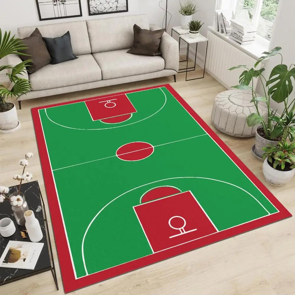 Children's Football Field Area Rug, Creative Football Field Pattern Carpet,Non-Slip Living Room Floor Mat Suitable for Game Room