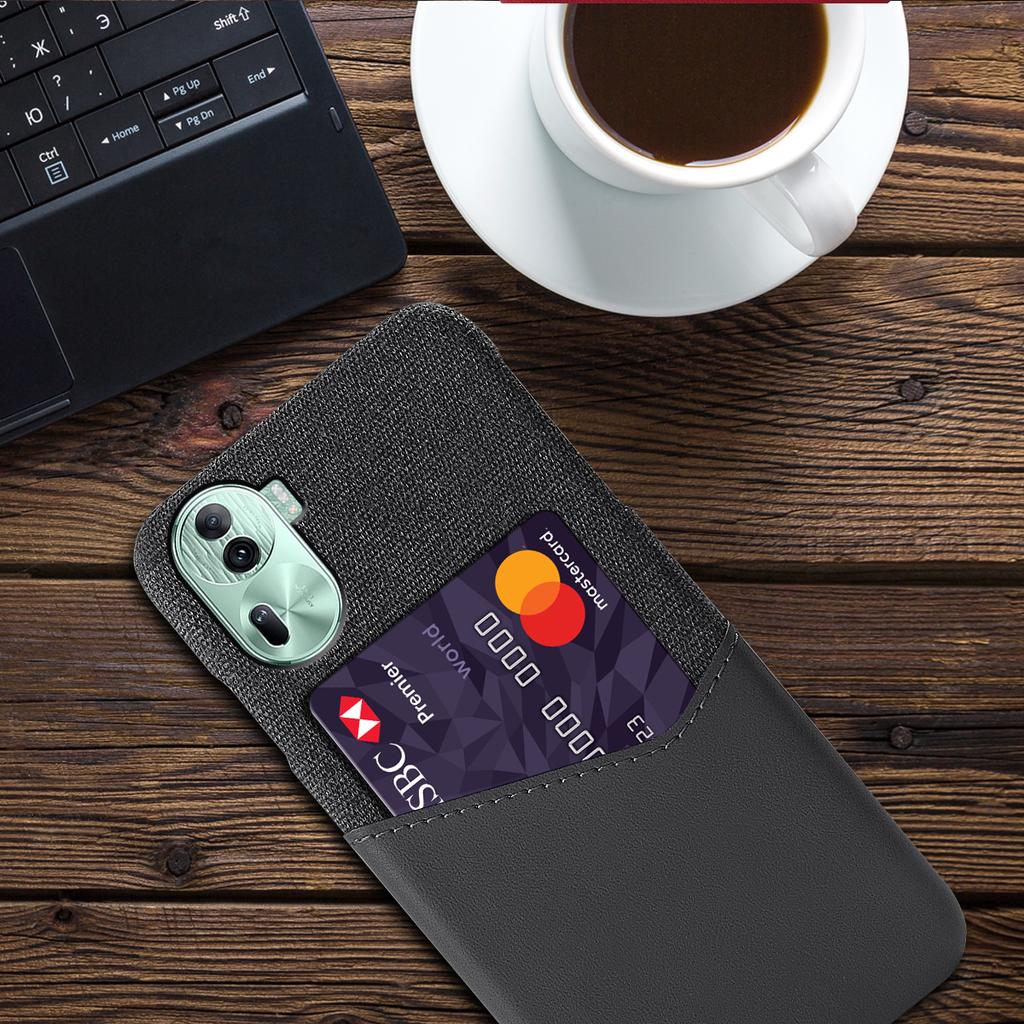 For Oppo Reno11 Pro 5G (Global)/Reno11 (China) 5G Phone Case Cloth Texture Protective Cover Card Holder