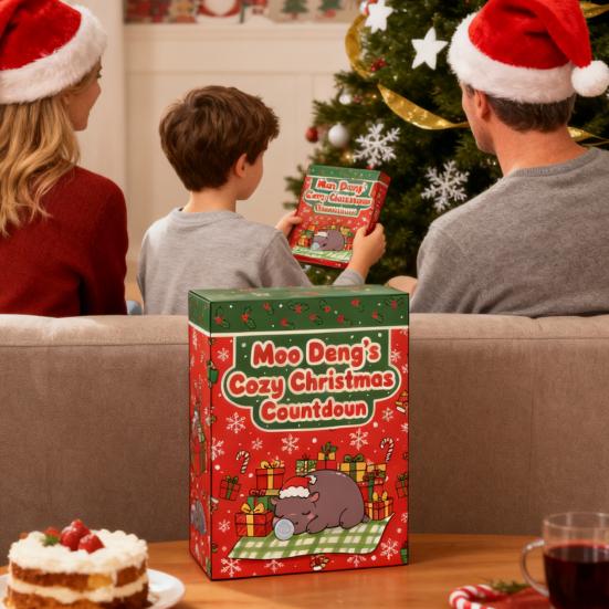Moo Deng's Christmas Countdown Calendar 24 Days Acrylic Advent Box with Surprise Ornaments Festive Home