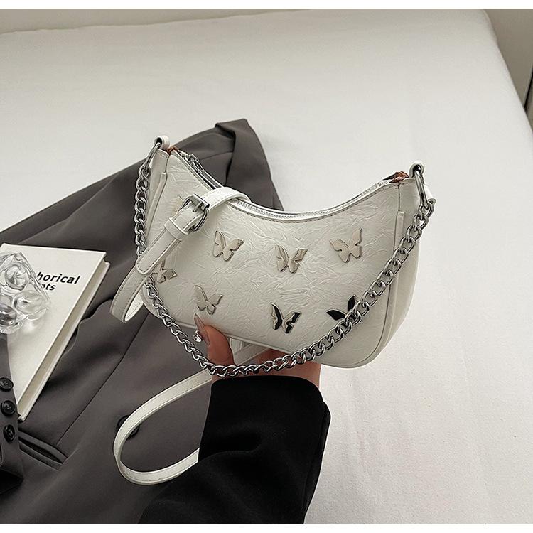 Bag Women's 2025 New High-end Summer Versatile Fashion Butterfly Shoulder Crossbody Bag Simple Chain Underarm Bag