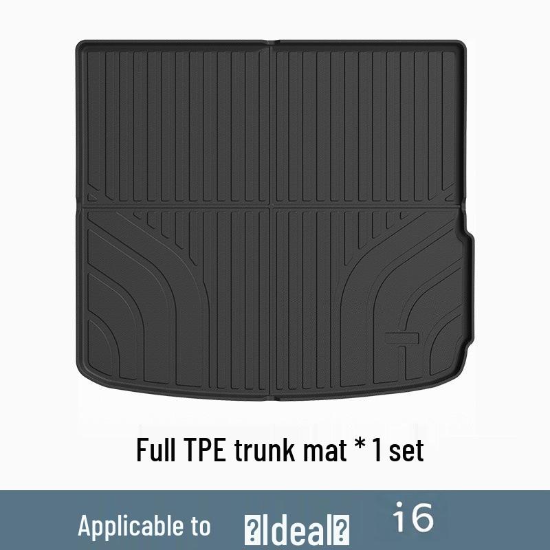 Ideal i8 Car Floor Mats Set - Black/Orange TPE, Fits 25 Models, Includes Trunk Mat.