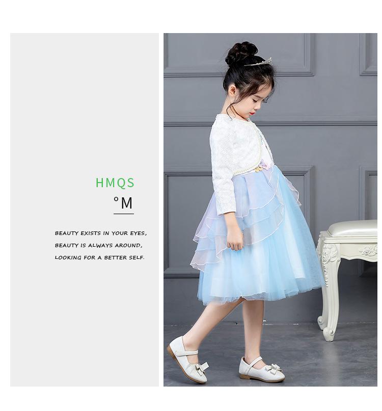 2020 Children's Lace Pearl Shawl Waistcoat, Long Sleeve Princess Jacket for Girls