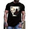 European Sizes Men'S Casual Graphic T-Shirt - Japanese Pagoda & Mountain Landscape Design,  Lightweight Breathable Fabric,