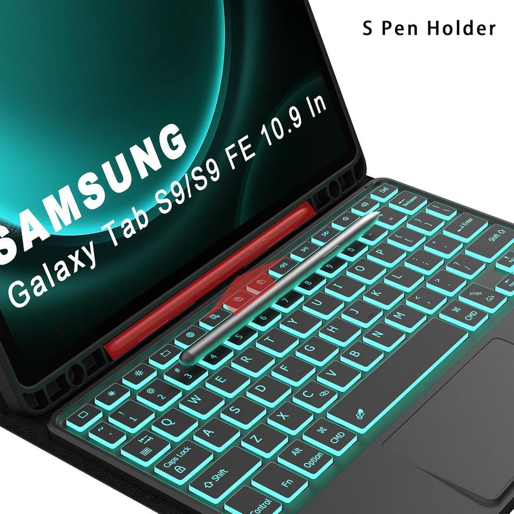 Samsung S11 Tablet Case with 7-Color Backlit Bluetooth Keyboard and Pen Slot
