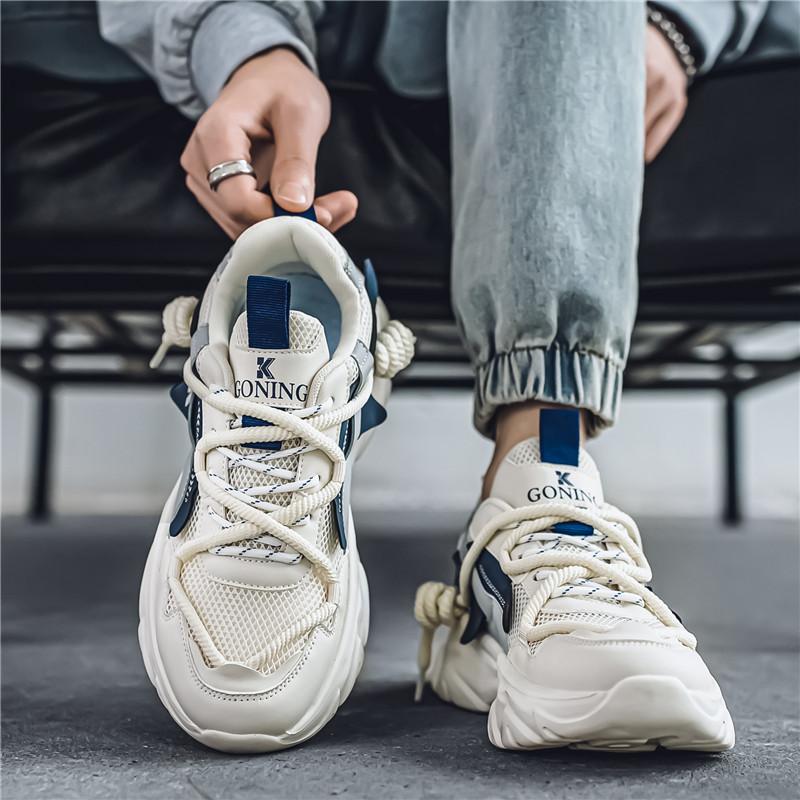 Retro Hong Kong style dad shoes men's summer breathable mesh sports shoes soft sole wear-resistant lightweight casual running trendy shoes