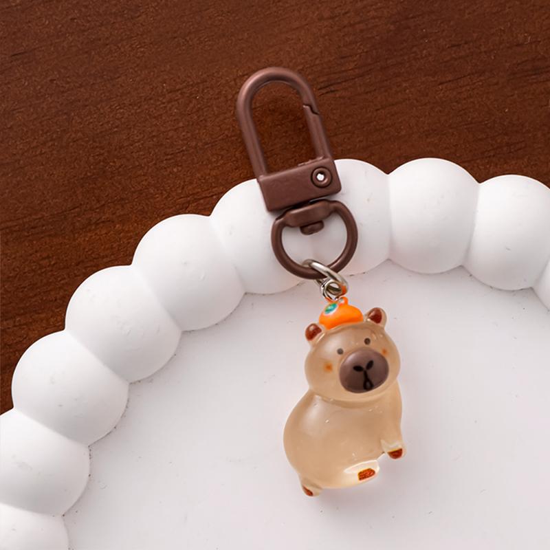 1PC Keychain Kawaii Night Glow Creative Luminous Cute Capybara DIY Accessory Reward Children Decor 6.6*1.8cm