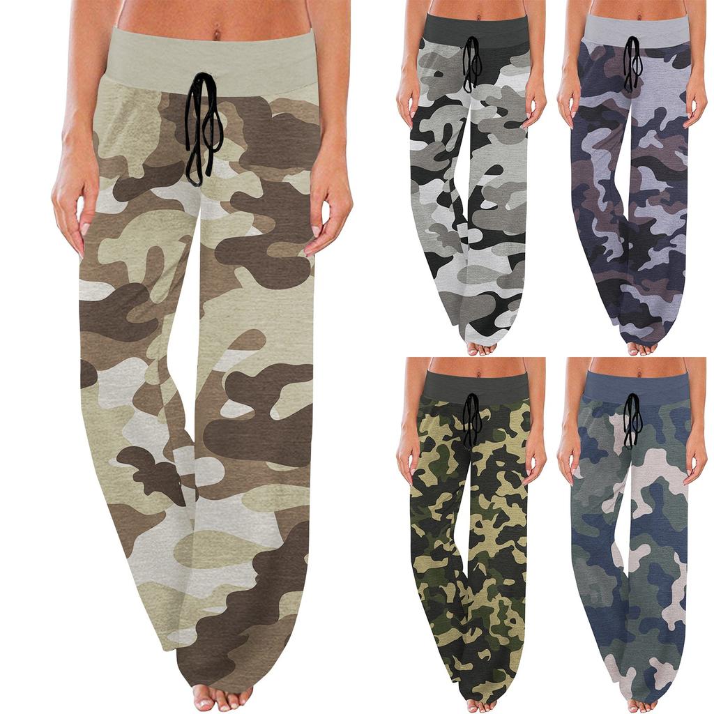 Women's Comfortable Pajamas Printed Drawstring Wide Leg Pants