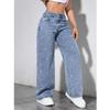 Damen High Waist Jeans Damen Mode Perlen Straight Hosen