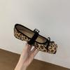 Retro leopard print ballet style shallow mouth single shoes women's flat 2025 new autumn French fairy skirt Mary Jane shoes
