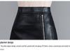 Korean Style High Waist Leather Midi Skirt with Slit - Women’s Autumn/Winter A-line Black Skirt