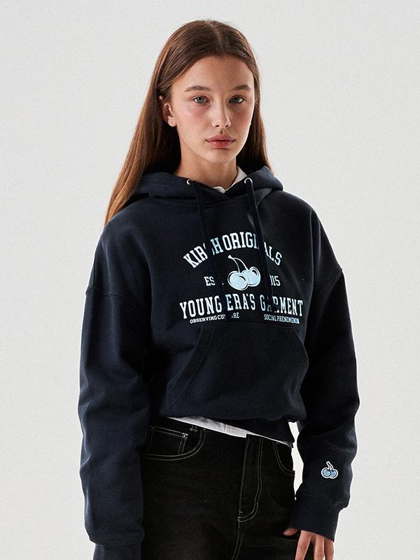 Kirsh Cherry Arch Logo Crop Hoodie [Dark Navy] 1