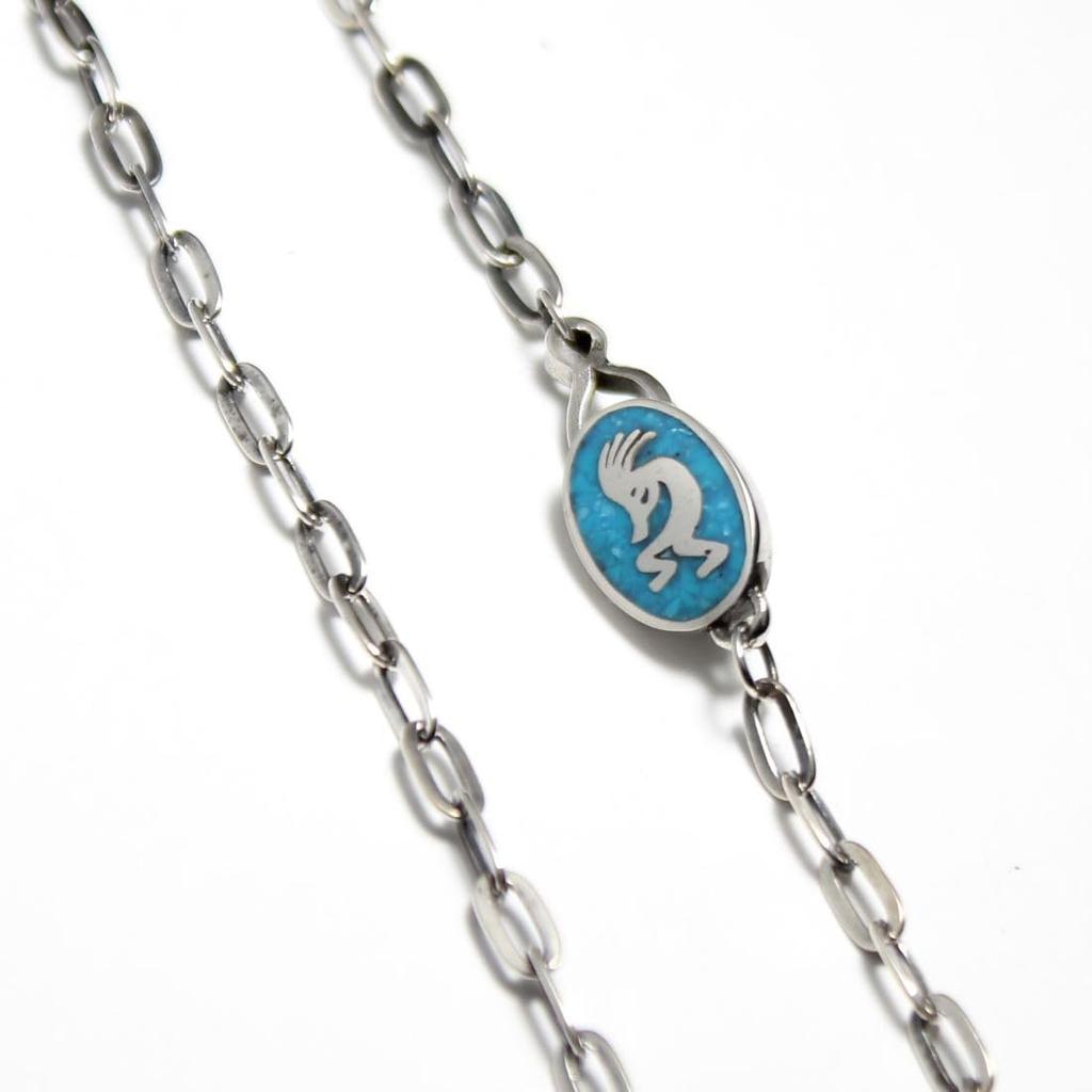 Kokopelli Turquoise Azuki Chain Oval Chain Necklace 3mm Good Vibrations (58cm)