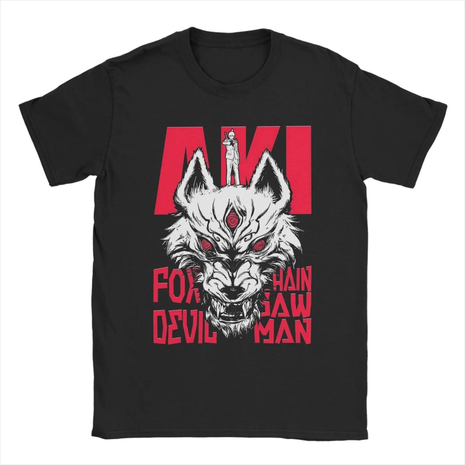 

Fox Devil Chainsaw Anime T-Shirts Unique Cotton Tee Shirt Round Collar Short Sleeve T Shirt 4XL 5XL 6XL Tops S чёрный