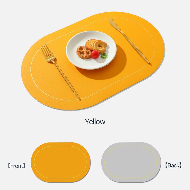 Faux Leather Placemats Set of 6 Double-Sided Color Oval Design Home Decor Kitchen Dining Table Placemats Heat Resistant pad
