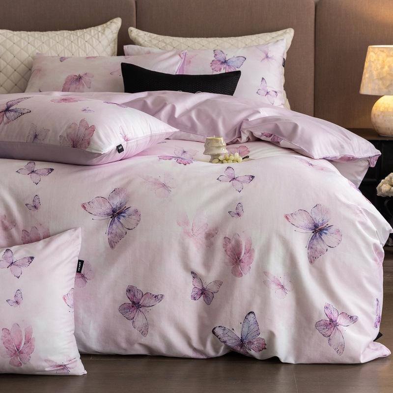 French Pastoral Oil Painting Style 100S Pure Cotton Satin Long-Staple Cotton Four-Piece Digital Printing Bedding