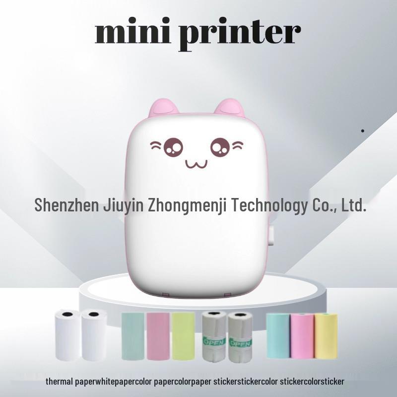 Portable Bluetooth Thermal Printer: Pocket-Sized Inkless Photo & Label Printer 5 Rolls of Thermal Printing Paper