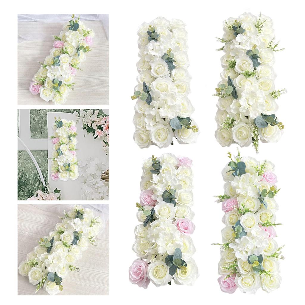 2Pcs Wedding Arch Flower Swag Handmade Green Leaves Silk for Arbor Party