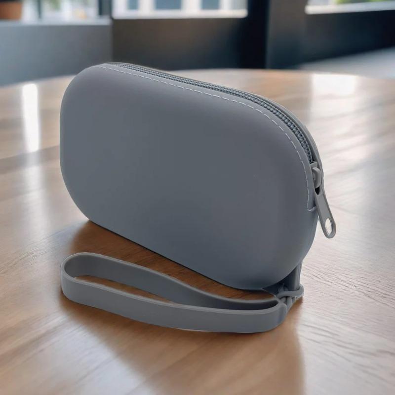 1Pc Oval Silicone Cosmetic Bag Coin Purse Large Capacity Multifunction Storage Bag Solid Color Rectangle Small Item Bag Pouch