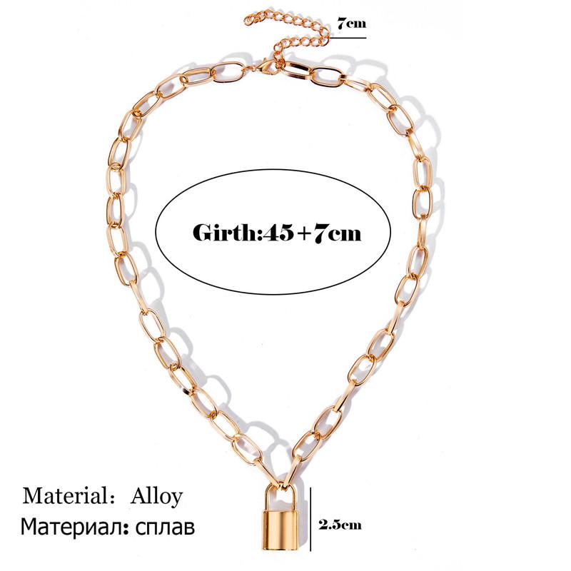 Women Fashion Lock Pendant Choker Necklace Geometric Chain Necklace Girls Jewelry Accessories Gift