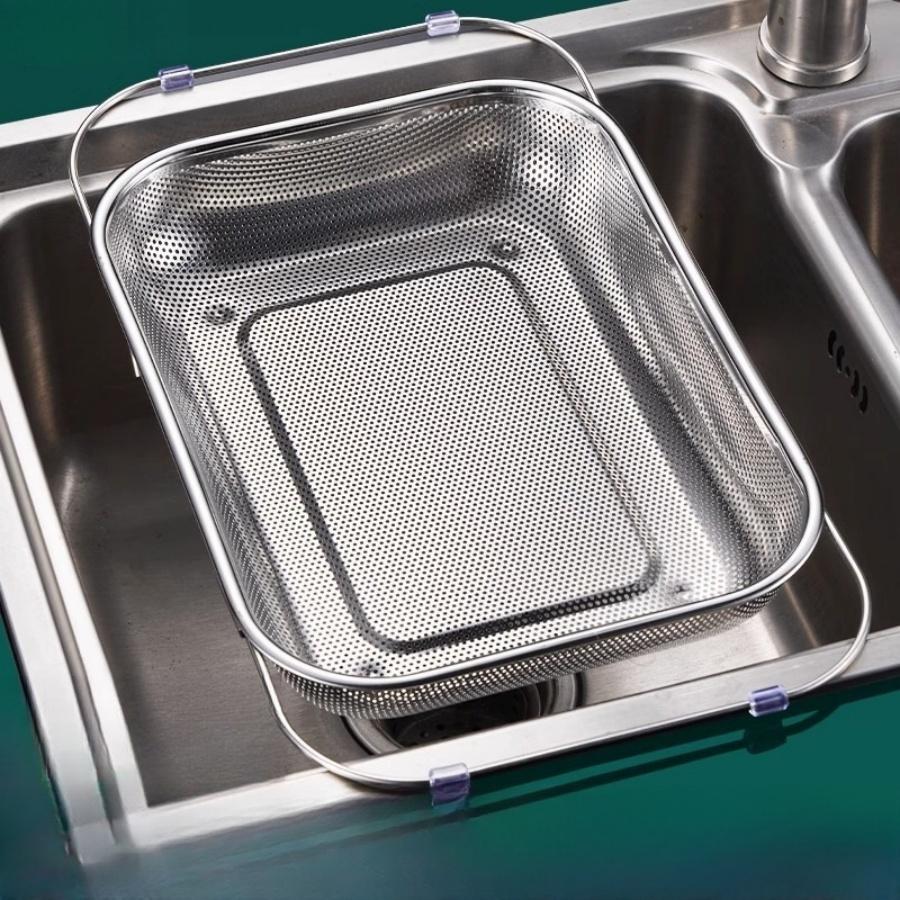Spülbeckenablauf Siebkorb, Edelstahl Einhänge Küchenabfallfilter, Rechteckig Feinmaschig Küchenspülbecken Caddy