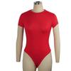 Body cu mânecă scurtă și gât rotund pentru femei, mulat, culoare uni, sexy cu design deschis, ținută casual, asortat, top de corp skinny dintr-o singură piesă