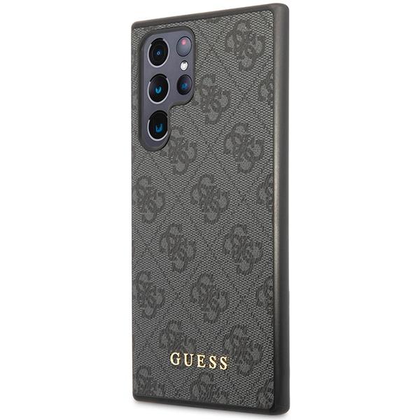 Guess Guhcs23Lg4Gfgr S23 Ultra S918 Szary/Grey Hardcase 4G Metal Gold Logo