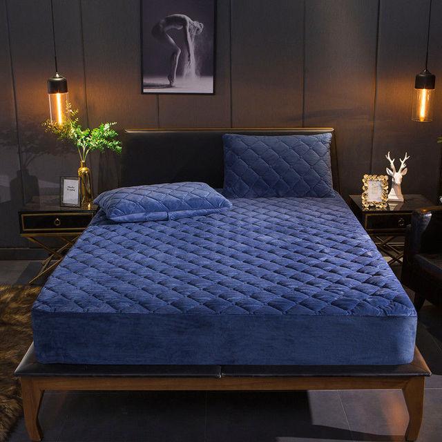 Kurzflor Verdickt Gesteppte Matratzenauflage King Queen Doppelbett Schutzpolster Weich Warm