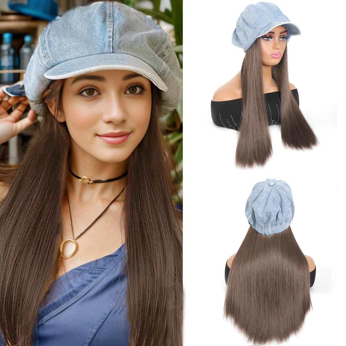 

Синтетична модна джинсова перука великого видання з високоякісним жаростійким волоссям довжиною 45 см для щоденного носіння жінками