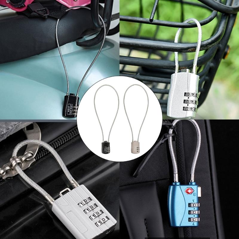 Motorcycle Helmets Lock, Combination Passwords Lock Cable Padlock Cable Lock for Cycling Helmets Travel Luggage Security