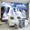 3d Mural Flowing Waterfall Wallpaper Blue Sky And White Clouds Fresh Nature Wallpaper For Living Room Home Decor
