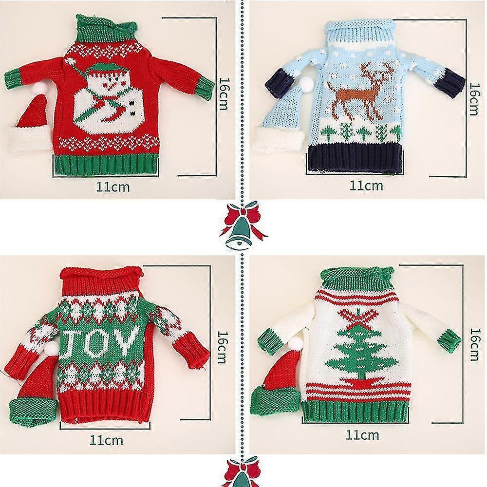 Christmas Wine Bottle Knitted Ugly Sweater Covers Set,thanksgiving Halloween Christmas Gift"