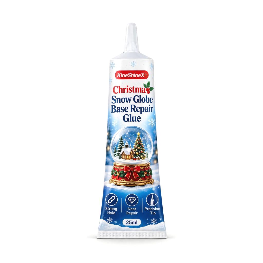 Christmas Snow Globe Base Repair Glue, Strong Hold Precision Tip for Holiday Decor Fix, Easy Clean Display Ready