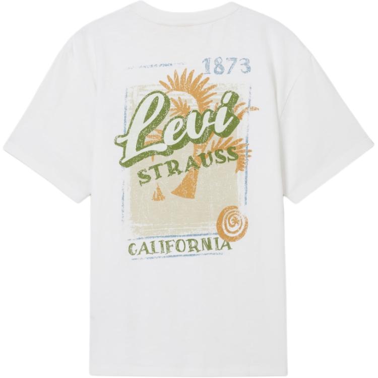 Levis Loose Casual Versatile Soft Comfortable Ribbed Round Neck Short Sleeve T-Shirt Men Tops 003LB-0000