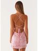 Sequin Embroidery Backless Spaghetti Strap Dress - European & American Style Summer Dress for Women