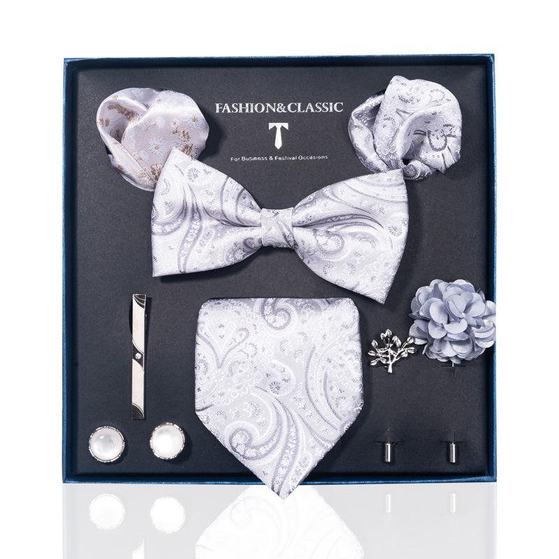 Luxury Groom Tie, Pocket Square & Boutonniere Gift Set for Weddings