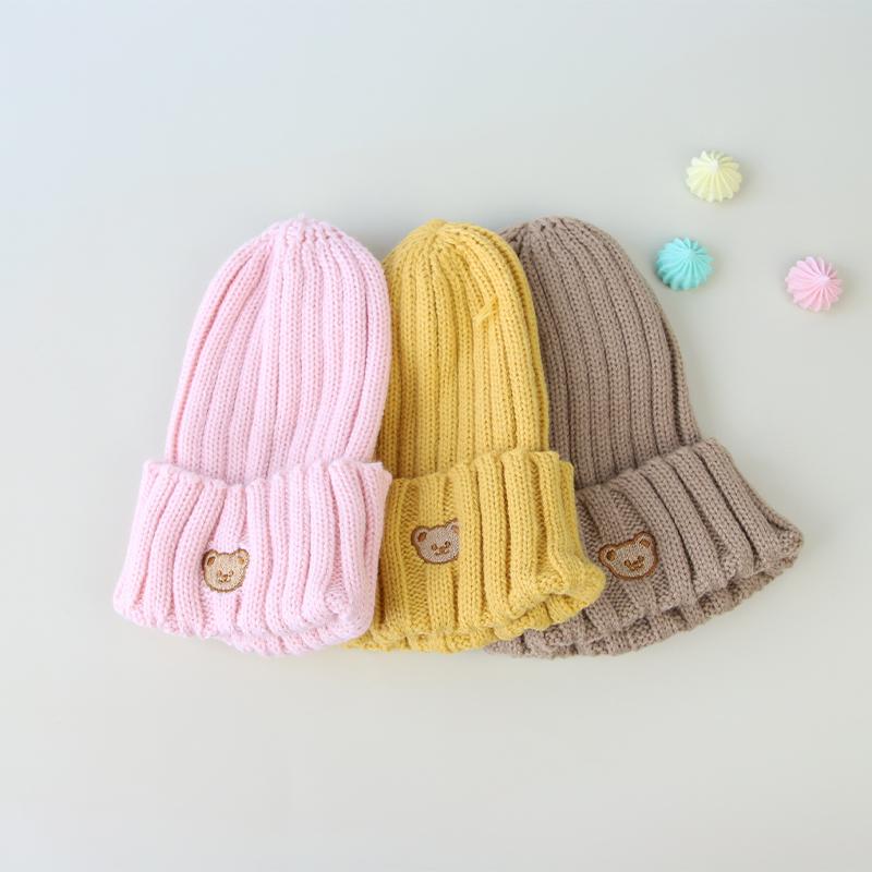 Cozy Autumn/Winter Crochet Baby Beanie with Embroidered Bear