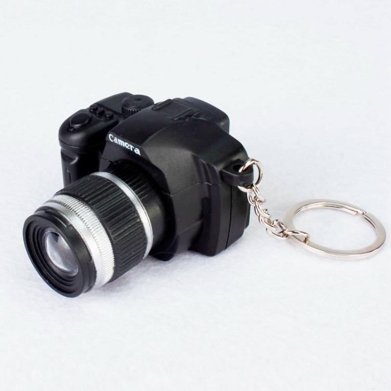 Creative SLR Camera Keychain with LED Light and Sound Pendant Toy