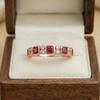 S925 Sterling Silver Stackable Women's Ring with Red Cubic Zirconia - Fashionable, Versatile, and Luxurious Square Design.