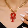 Summer Ocean Style Lobster & Crab Pendant Necklace with Pearl & Stone Clavicle Chain