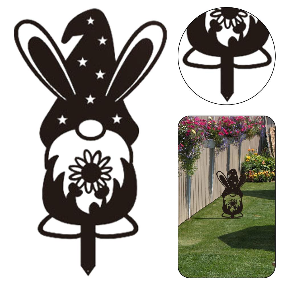Easter Decor Black Rabbit Silhouette Stake Standing Rabbit Decorative Garden Stake Honey Jar for Flowerbeds Planters Patios Lawn
