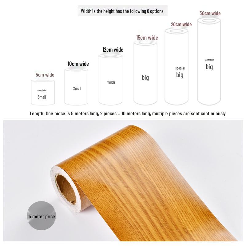 Vanntett selvklebende gulvlist og kantlist med trestruktur for møbelrenovering og sokkeldekorasjon