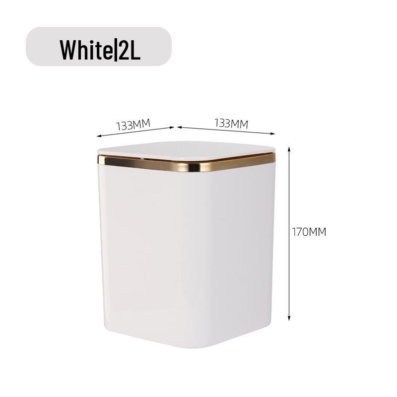 Mini Cute Press-Type Pop-Up Lid Desktop Trash Can, Wall-Mountable, Simple Square Design