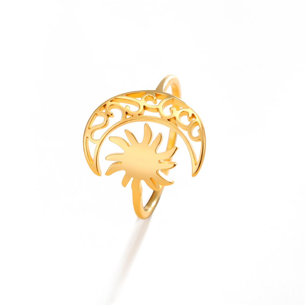Crescent Sun Open Ring Bohemian Fashion Jewelry Unisex Birthday Gift